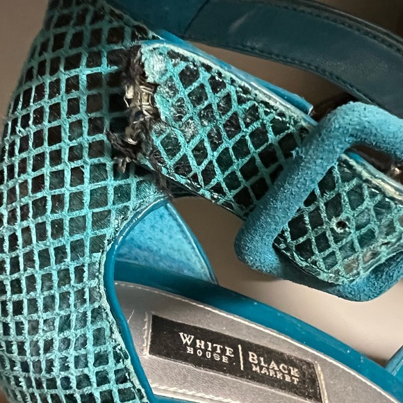 Teal Peep Toe Platforms - Picture 7 of 9